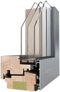 Image of 1270ws03 106mm Wood-Alu Window: (System okien)